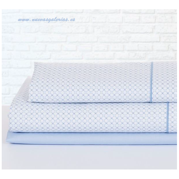 Bassols Completo Lenzuola Mika Azul | Bassols - 1 Set di lenzuola Mika Bassols Blu 100% cotone egiziano a filamenti a mercerizzo