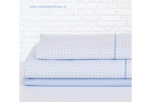 Bassols Completo Lenzuola Mika Azul | Bassols - 1 Set di lenzuola Mika Bassols Blu 100% cotone egiziano a filamenti a mercerizzo