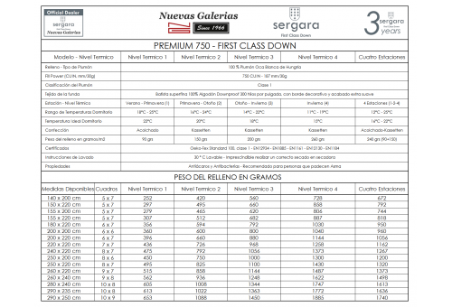 Couette bébé Premium 750 100% Duvet D'oie | Sergara