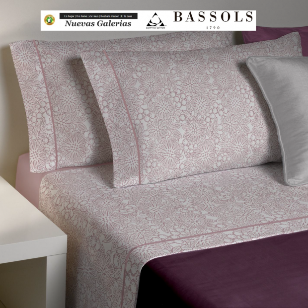 Bassols Completo Lenzuola Clover Rosa | Bassols - 1 Set di lenzuola Clover Rosa de Bassols 100% cotone egiziano filo di lana mer