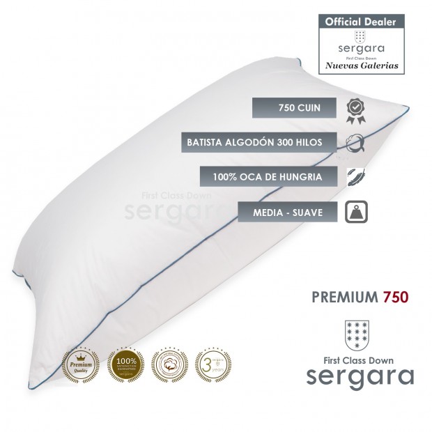 Almohada de Plumón Sergara Premium 750 | Suave