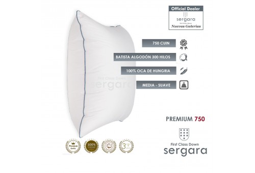 Sergara Premium 750 Oreiller 100% Duvet d´Oie | doux