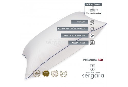 Sergara Premium 750 Oreiller 100% Duvet d´Oie | Moyen