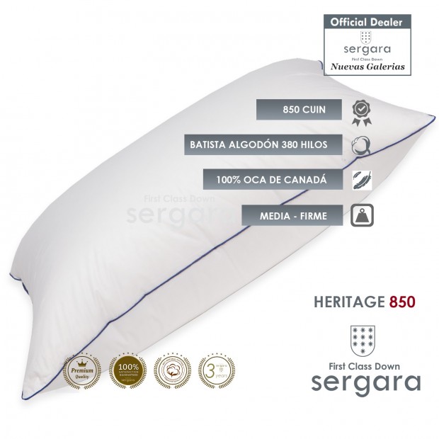 Sergara Heritage 850 Oreiller 100% Duvet d´Oie | Moyen