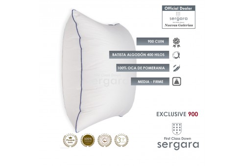 Sergara Exclusive 900 Oreiller 100% Duvet d´Oie | Moyen