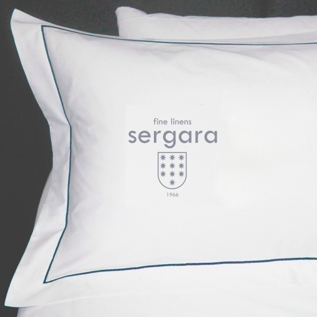 Taie D'Oreiller Sergara de coton Égyptien 600 fils | Bourdon Bleu Clair