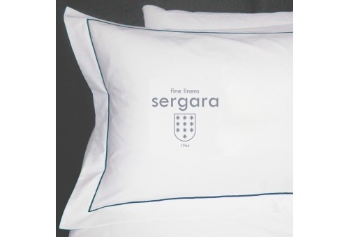 Taie D'Oreiller Carrées Sergara de coton Égyptien 600 fils | Bourdon Bleu Clair