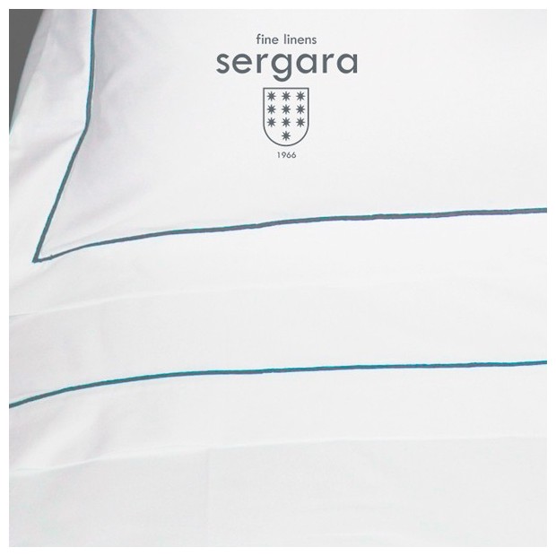 Completo Lenzuola Culla Sergara 600 filo cotone egiziano |Bourdon Blu chiaro