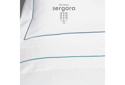 Completo Lenzuola Culla Sergara 600 filo cotone egiziano |Bourdon Blu chiaro