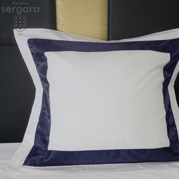 Taie D'Oreiller Carrées Sergara de coton Égyptien 600 fils | Bicolor Bleu