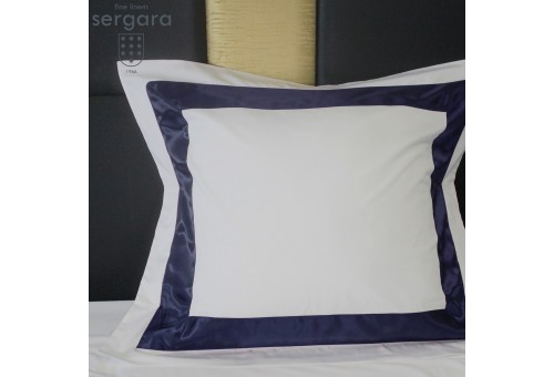 Sergara Euro Sham 600 Thread Egyptian Cotton Sateen | Blue Bicolor