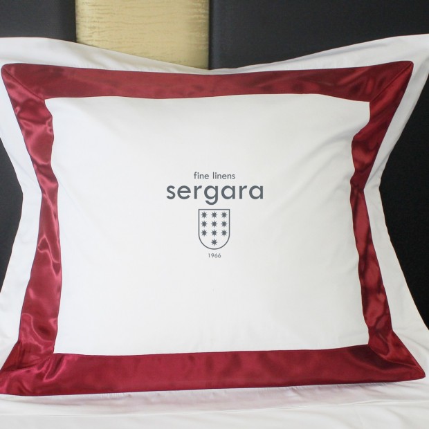 Federe Quadrate Sergara 600 filo cotone egiziano | Bicolor Rosse
