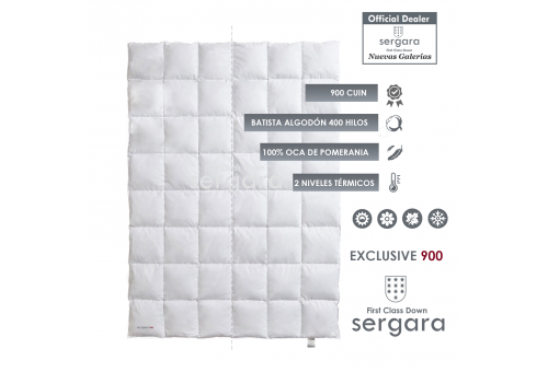 Couette Double Chaleur Exclusive 900 100% Duvet D'oie | Sergara