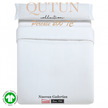 Completo Copripiumino in cotone organico GOTS | Qutun Bianco 200 fili