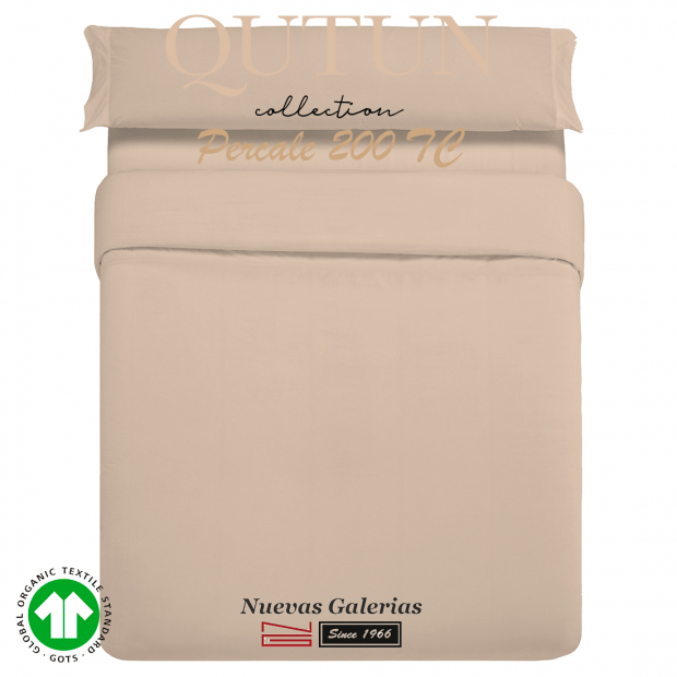 Completo Copripiumino in cotone organico GOTS | Qutun Tortora 200 fili