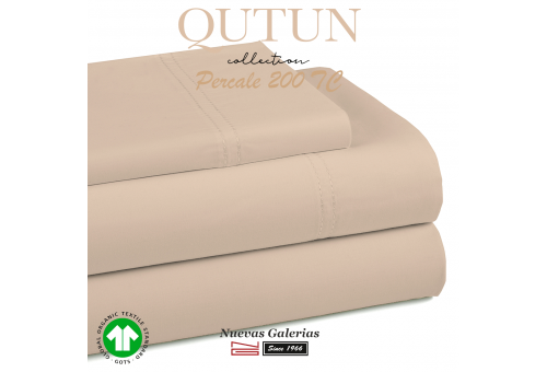 Completo Lenzuola in cotone organico GOTS | Qutun Tortora 200 fili