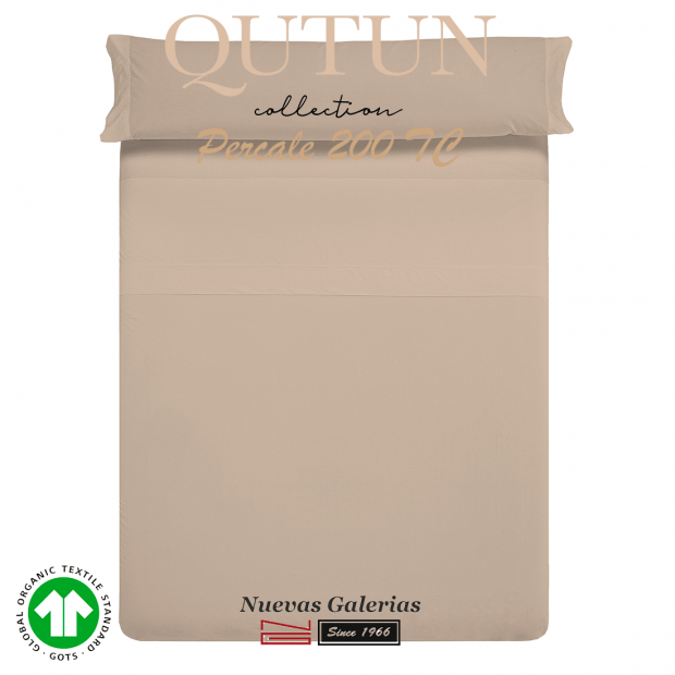 Completo Lenzuola in cotone organico GOTS | Qutun Tortora 200 fili