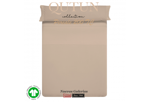 Completo Lenzuola in cotone organico GOTS | Qutun Tortora 200 fili