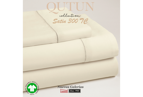 Completo Lenzuola in cotone organico GOTS | Qutun Naturale 300 fili