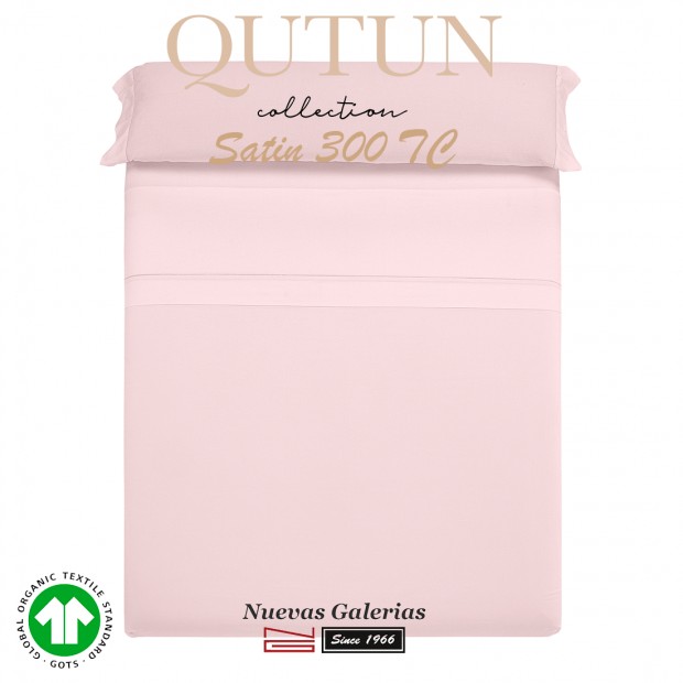 Juego de Sábanas Algodón Orgánico GOTS | Qutun Rosa 300 hilos