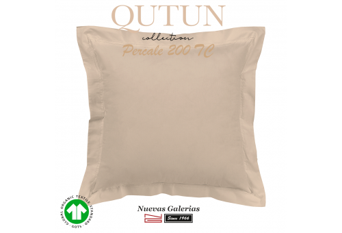 Taie D'Oreiller de coton biologique GOTS | Qutun taupe 200 fils