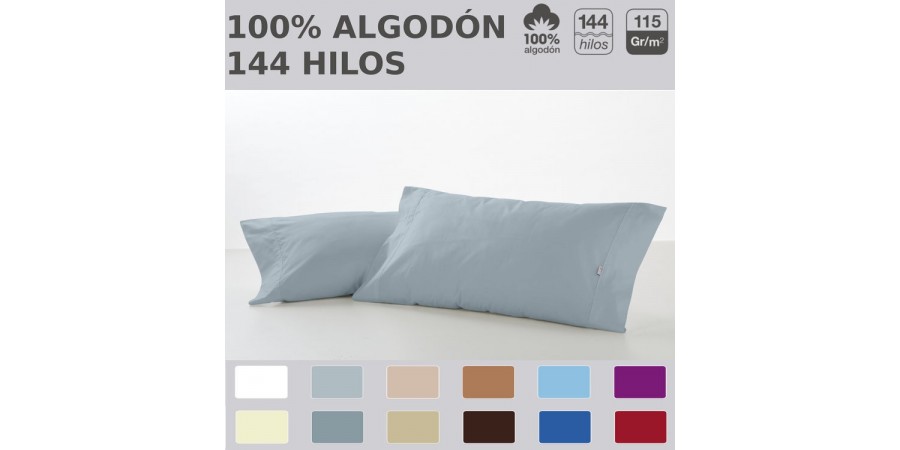 Funda de almohada COMBI LISOS. 100% algodón (144 hilos). Es-Tela