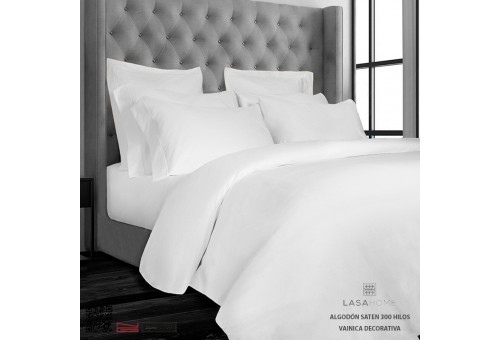 Housse de couette Lasaint 300 fils en satin de coton | Blanc Silk