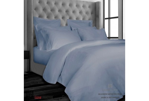 Housse de couette Lasaint 300 fils en satin de coton | Silk Azul