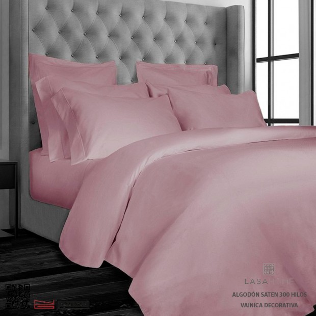Housse de couette Lasaint 300 fils en satin de coton | Rosa Silk