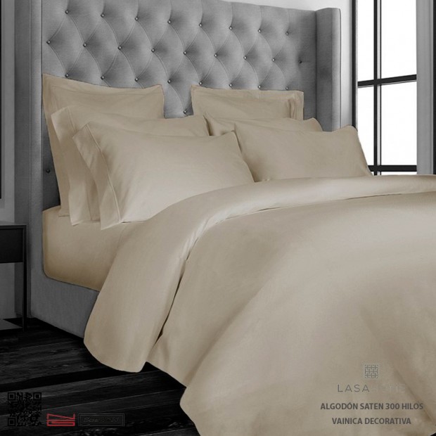 Housse de couette Lasaint 300 fils en satin de coton | Vison Silk