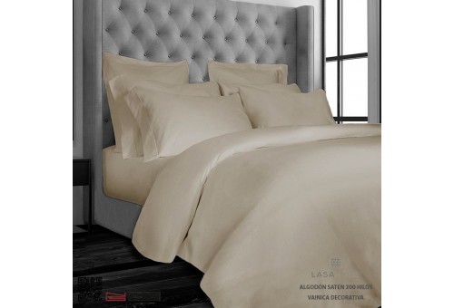 Housse de couette Lasaint 300 fils en satin de coton | Vison Silk