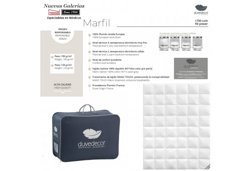 Couette Hiver 100% Duvet D'canard français - Marfil 700 | Duvedecor
