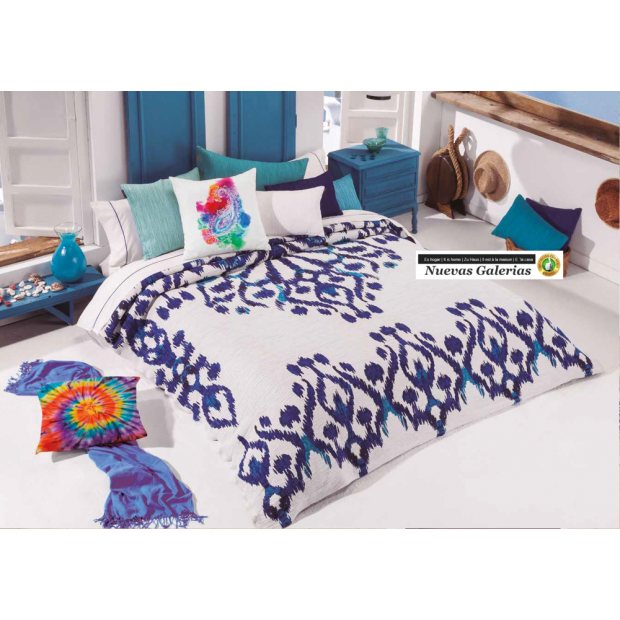 Manterol Manterol Bedcover | Ikat 622-08 - 1 Manterol bedspread | Ikat 622-08 Blue? - Jacquard bedspread of high range and inter
