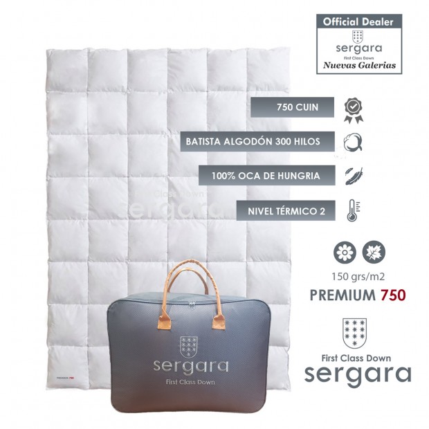 Couette Tempéré Premium 750 100% Duvet D'oie | Sergara