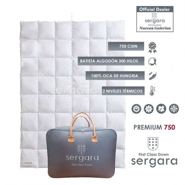 Couette Double Chaleur Premium 750 100% Duvet D'oie | Sergara
