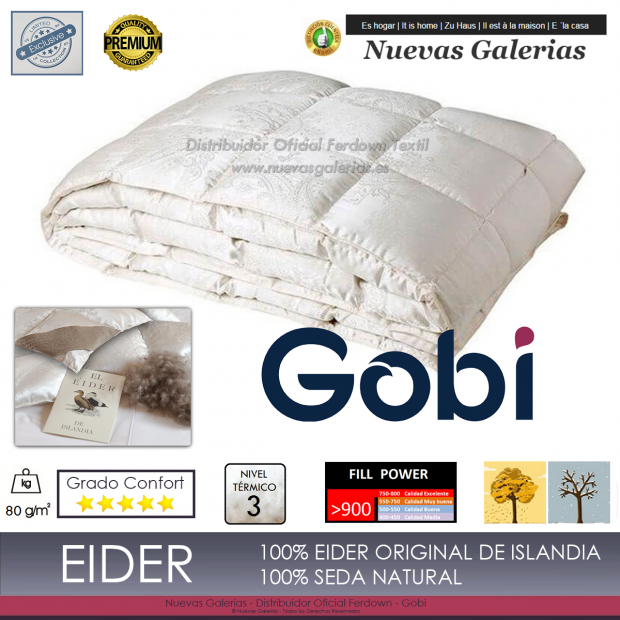Ferdown Piumino d´Eider 900 CUIN 80 grs| Ferdown - 1 Relleno Nordico&nbsp;Exclusivo 100% Eider&nbsp;| Gobi&nbsp;80grs/m2 confección&nbsp;KASSETTEN -