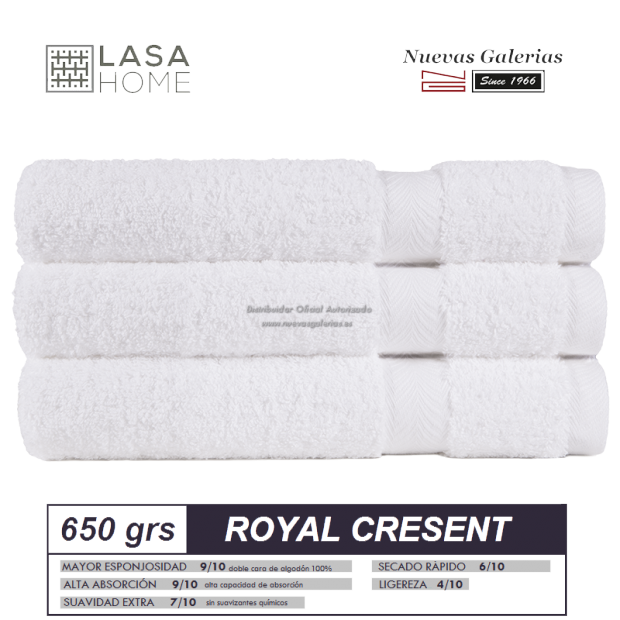 Toalla White Algodon 650 gramos | Royal Cresent