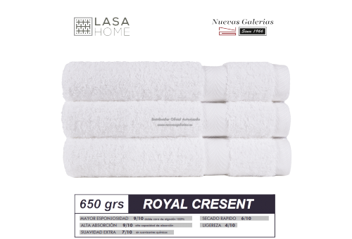 Toalla Algodón peinado 650 g / m² Blanco | Royal Cresent