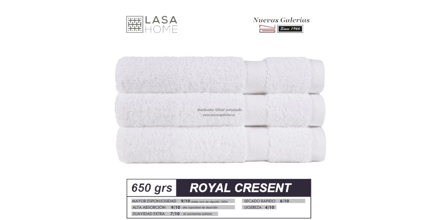 100% Baumwolle Handtuch Set 650 g / m² Weiß | Royal Cresent