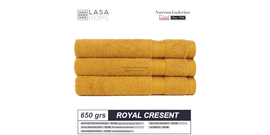 Toalla Algodón peinado 650 g / m² Amarillo Miel | Royal Cresent