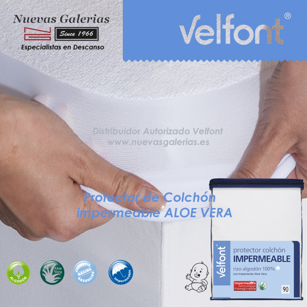 Proteggi materasso impermeabile e traspirante per culla di Aloe Vera | Velfont