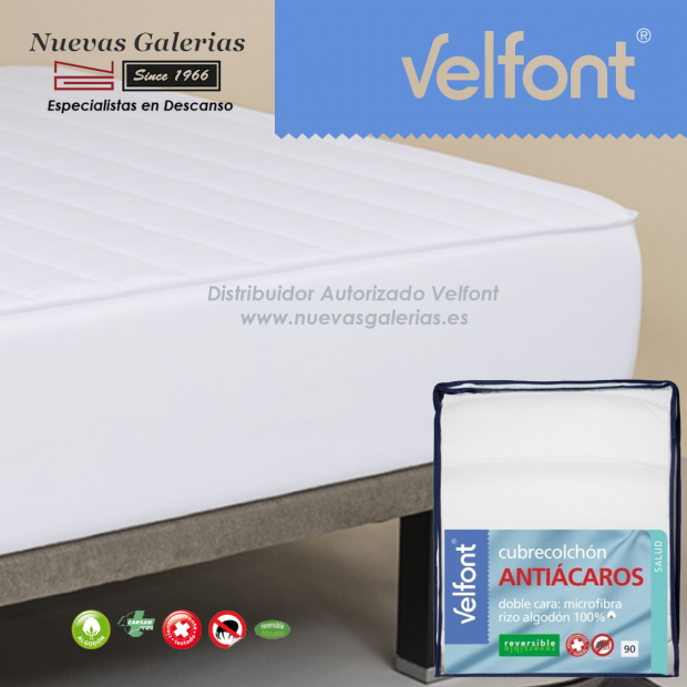 Velfont Anti-Milben Gesteppter Matratzenschutz Wendbar | Acarsan
