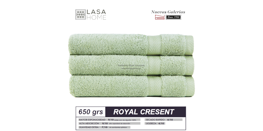 Toalla Algodón peinado 650 g / m² Verde Celadon | Royal Cresent