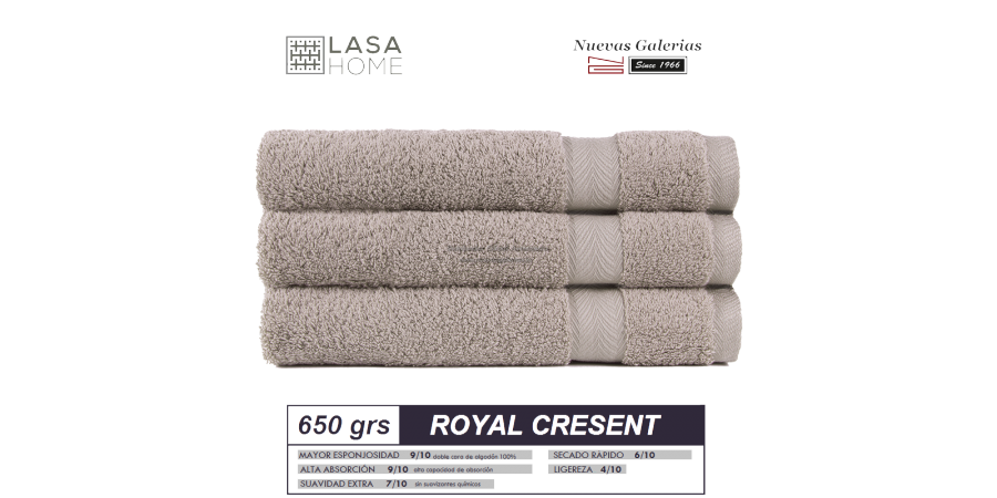 Toalla Algodón peinado 650 g / m² Gris piedra | Royal Cresent