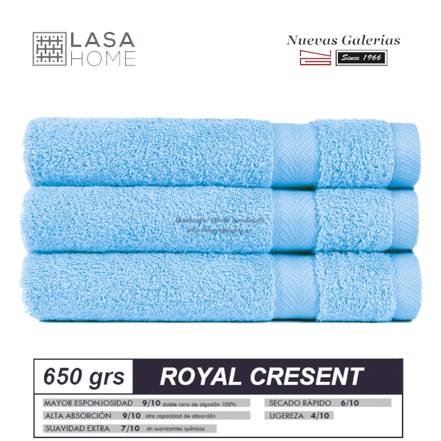 Toalla Algodón peinado 650 g / m² Azul Cielo | Royal Cresent