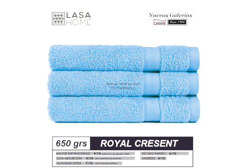 100% Cotton Bath Towel Set 650 gsm Sky Blue | Royal Cresent