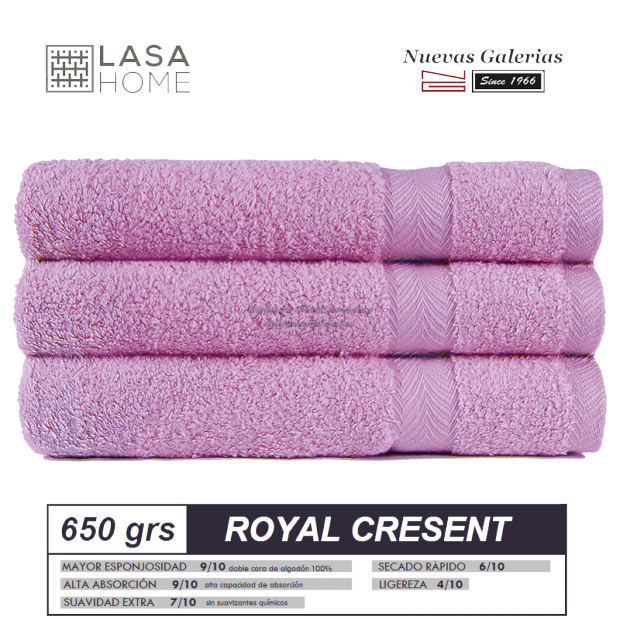 100% Cotton Bath Towel Set 650 gsm Pink Lavander | Royal Cresent