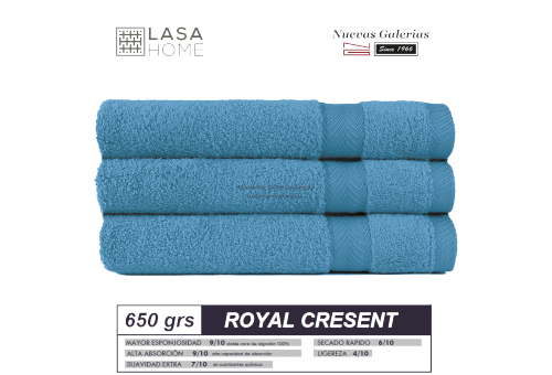 100% Baumwolle Handtuch Set 650 g / m² Blaues Meer | Royal Cresent