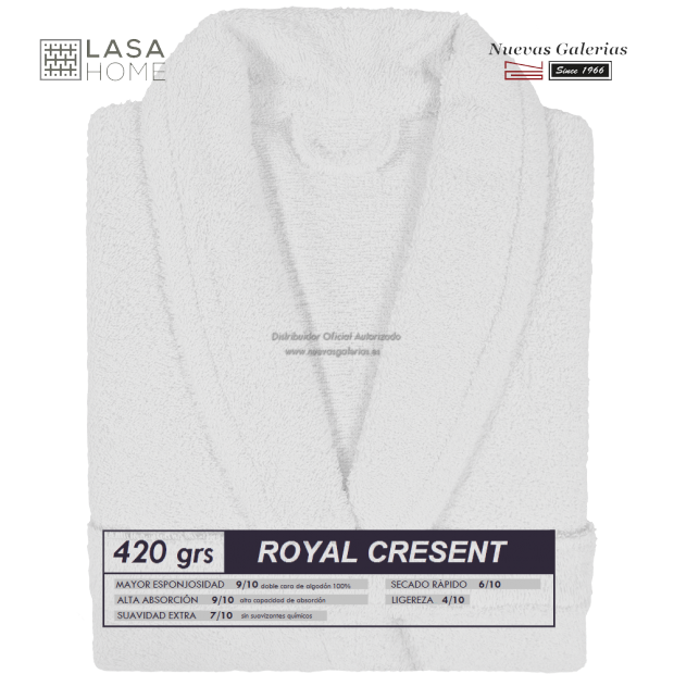 Accappatoio con collo a scialle Bianco | Royal Cresent