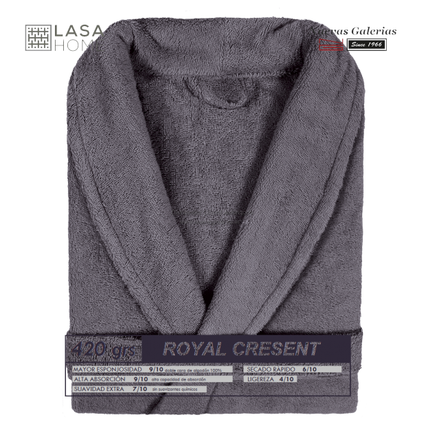 Peignoir col châle - Coton peigné Gris acier | Royal Cresent
